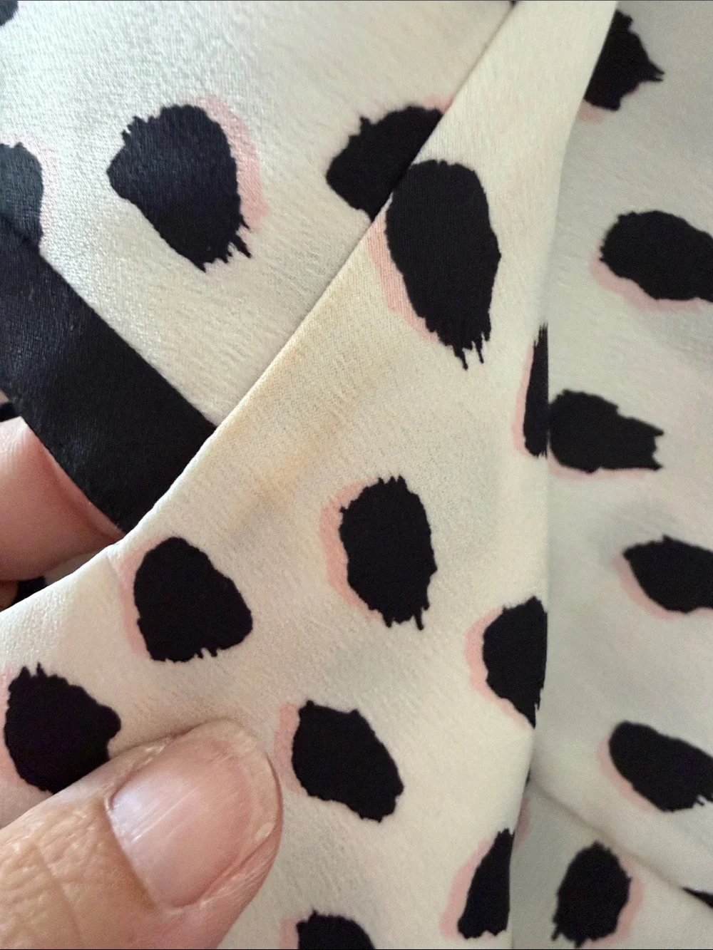 kate spade Black and White Polka-Style Print Blouse with Pink Accents